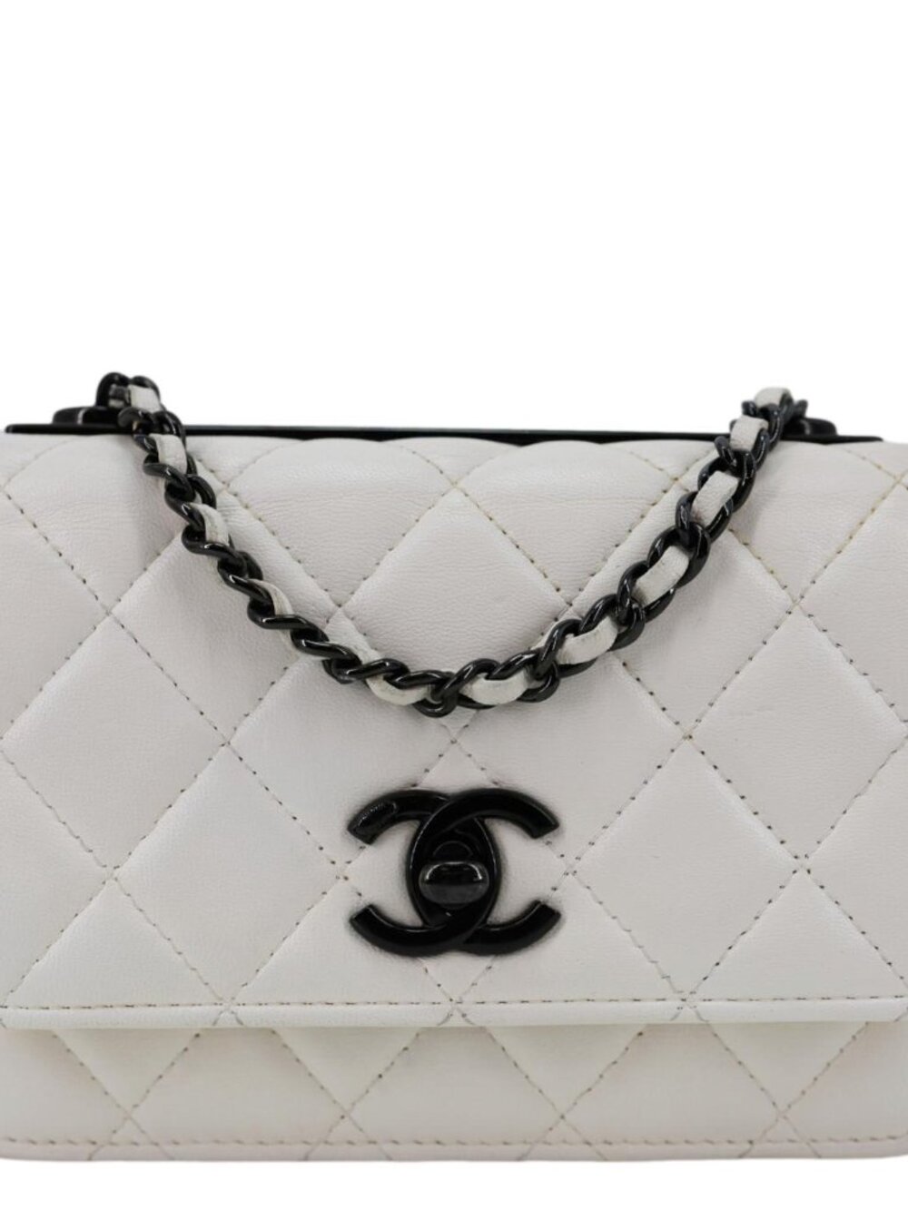 Chanel Trendy CC Quilted Leather Wallet On Chain Crossbody Bag White